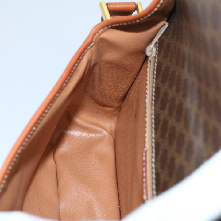 Celine Macadam Canvas Shoulder Bag PVC Leather Brown 8696