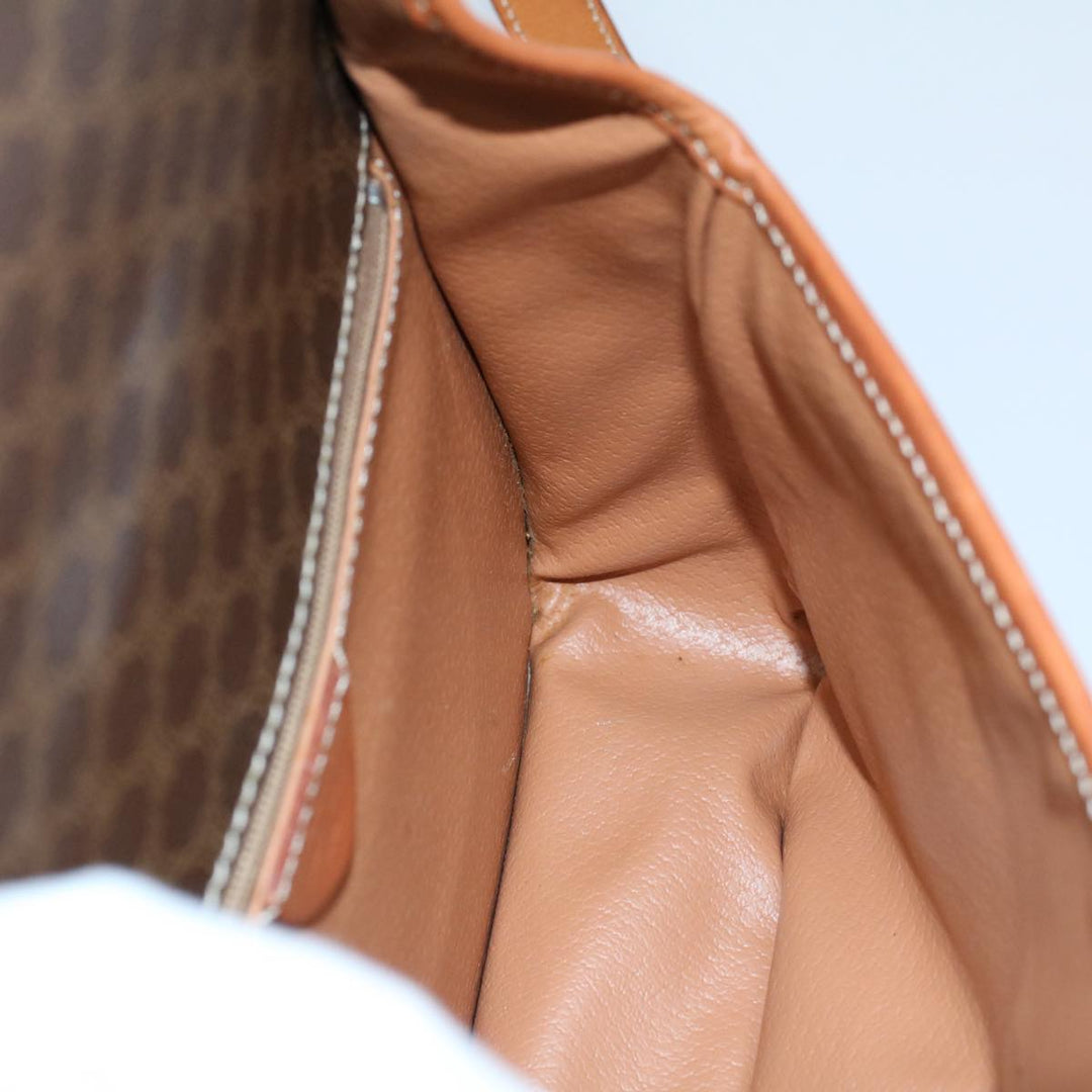 Celine Macadam Canvas Shoulder Bag PVC Leather Brown 8696
