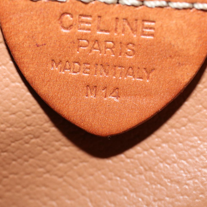 Celine Macadam Canvas Shoulder Bag PVC Leather Brown 8696