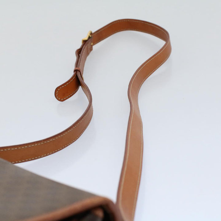 Celine Macadam Canvas Shoulder Bag PVC Leather Brown 8696