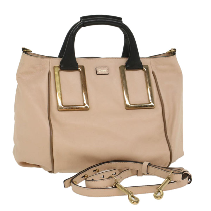 Chloe Etel Hand Bag Leather 2way Beige 03-13-50-65 yk8722