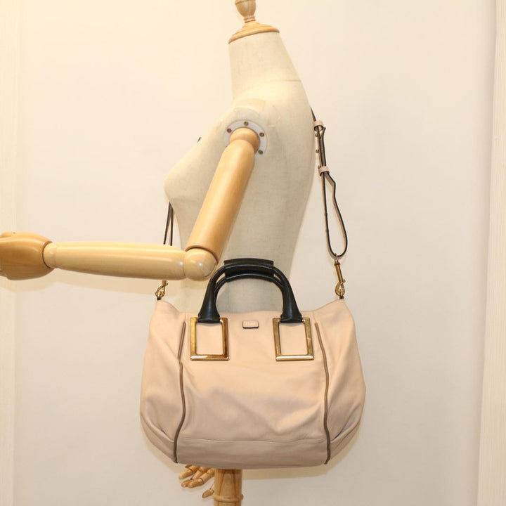 Chloe Etel Hand Bag Leather 2way Beige 03-13-50-65 yk8722