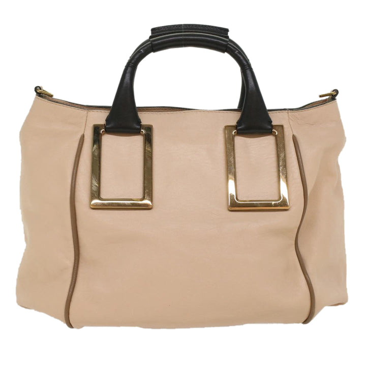 Chloe Etel Hand Bag Leather 2way Beige 03-13-50-65 yk8722
