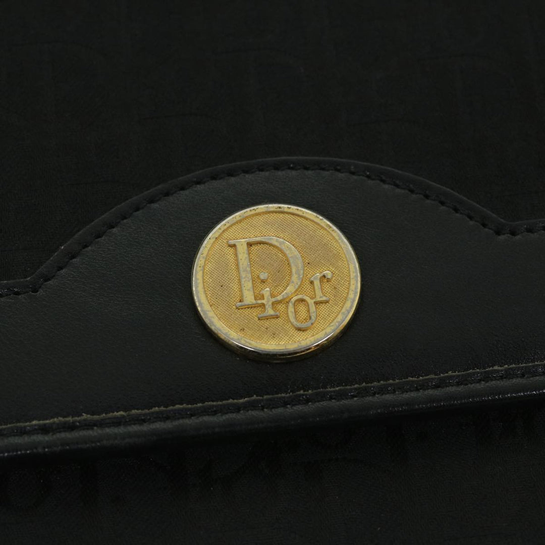 CHRISTIAN Top quality Dior Trotter Canvas Chain Shoulder Bag Black Auth yk8835