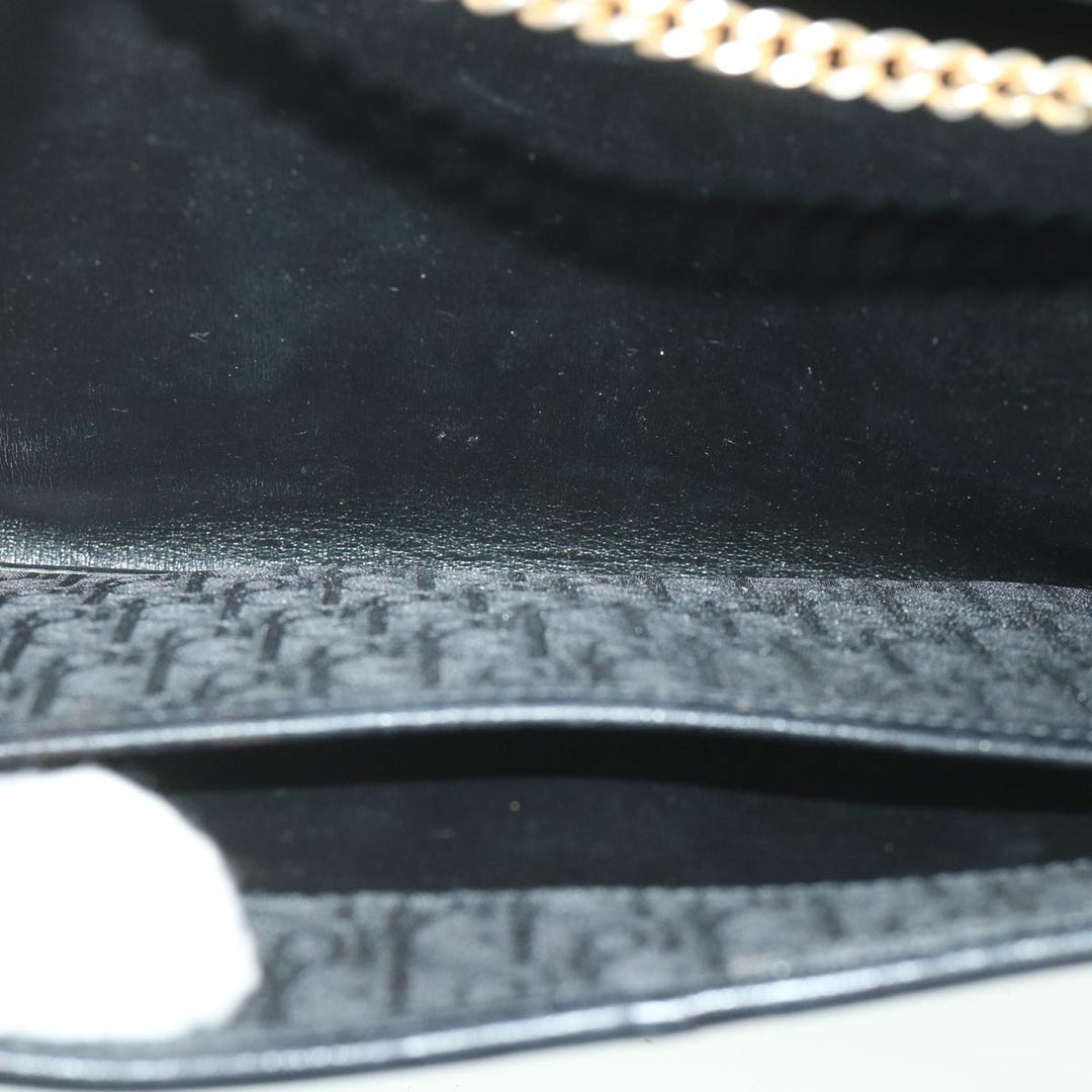 CHRISTIAN Top quality Dior Trotter Canvas Chain Shoulder Bag Black Auth yk8835