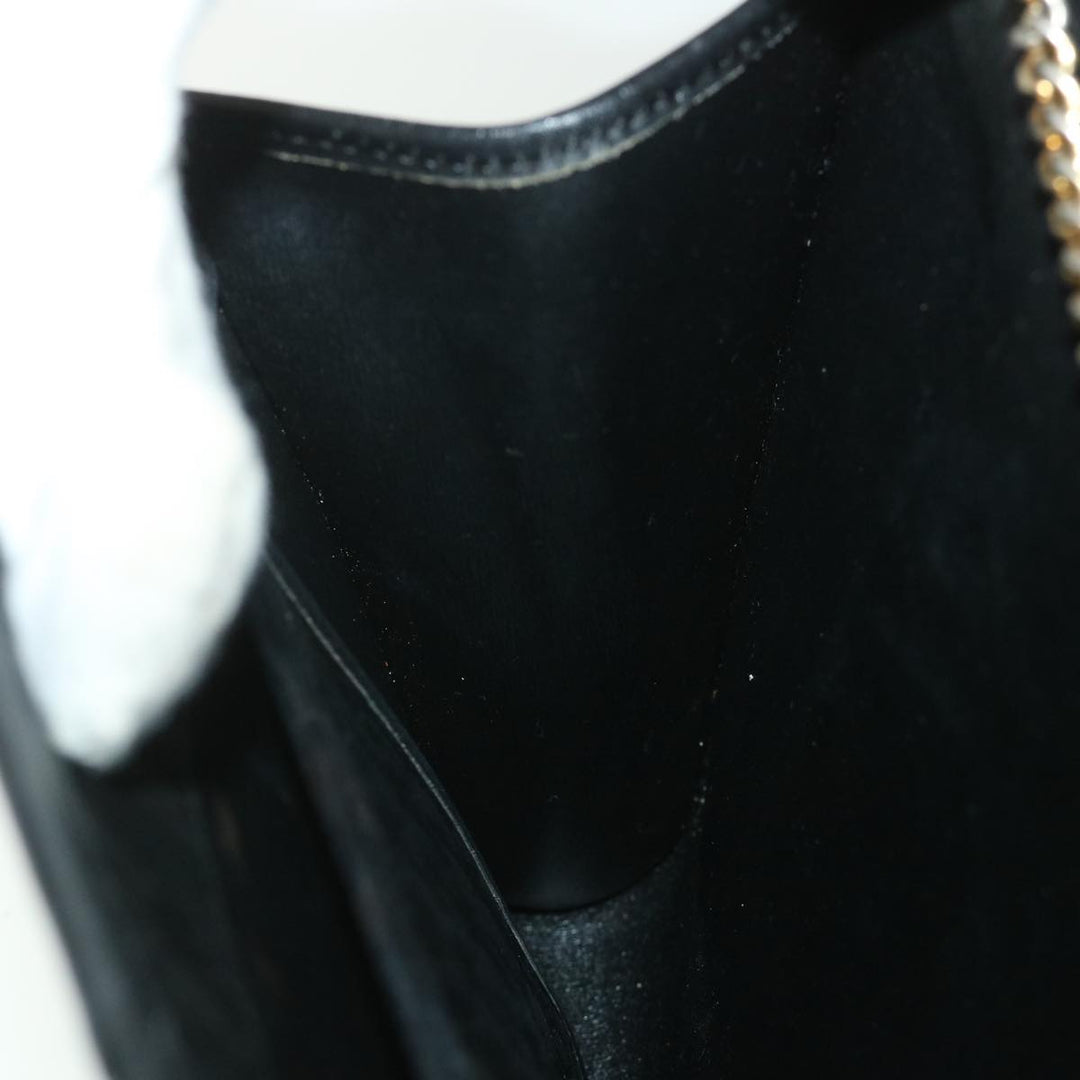 CHRISTIAN Top quality Dior Trotter Canvas Chain Shoulder Bag Black Auth yk8835