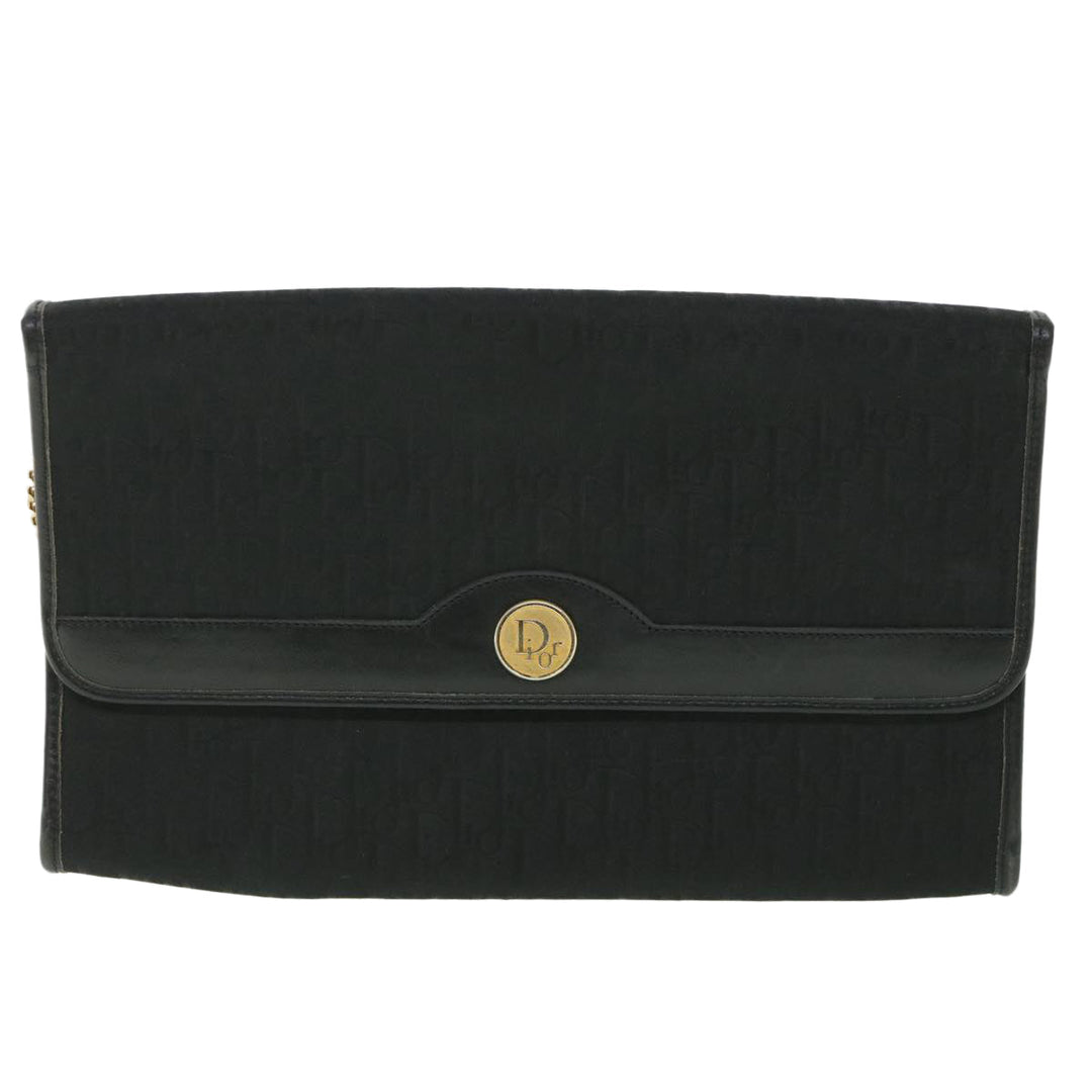 CHRISTIAN Top quality Dior Trotter Canvas Chain Shoulder Bag Black Auth yk8835