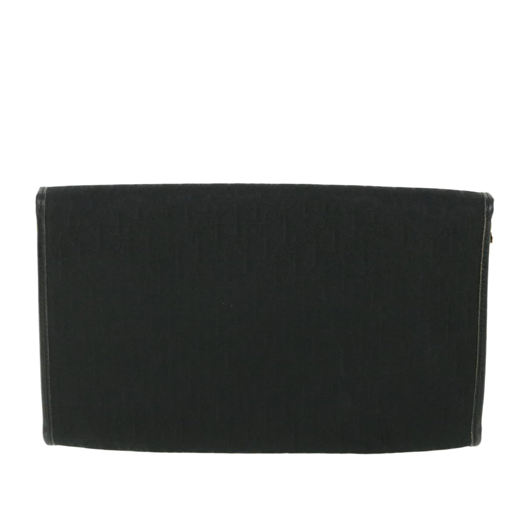 CHRISTIAN Top quality Dior Trotter Canvas Chain Shoulder Bag Black Auth yk8835