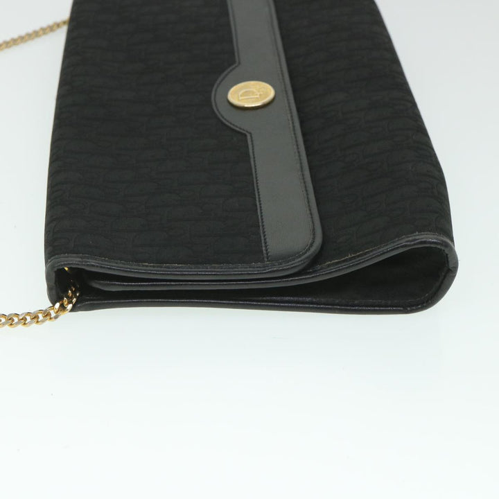 CHRISTIAN Top quality Dior Trotter Canvas Chain Shoulder Bag Black Auth yk8835