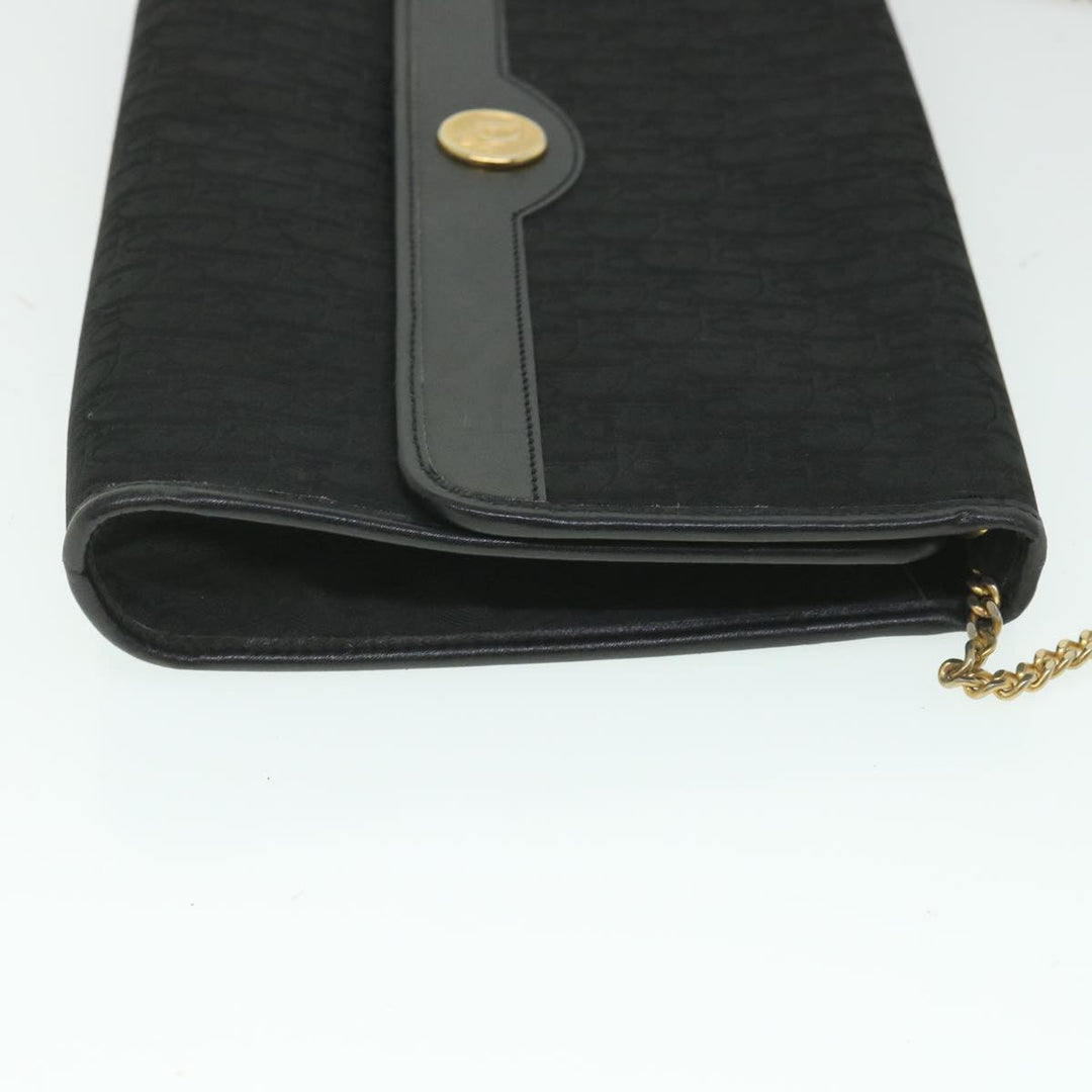 CHRISTIAN Top quality Dior Trotter Canvas Chain Shoulder Bag Black Auth yk8835