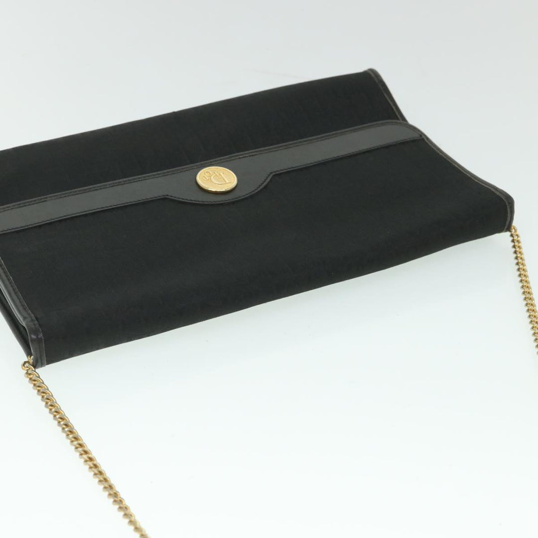 CHRISTIAN Top quality Dior Trotter Canvas Chain Shoulder Bag Black Auth yk8835
