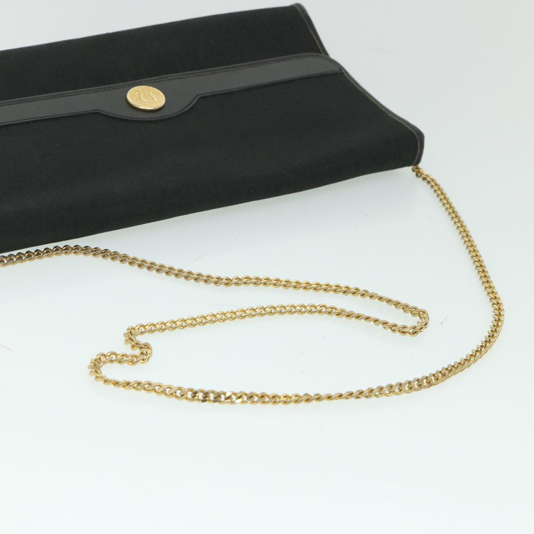 CHRISTIAN Top quality Dior Trotter Canvas Chain Shoulder Bag Black Auth yk8835