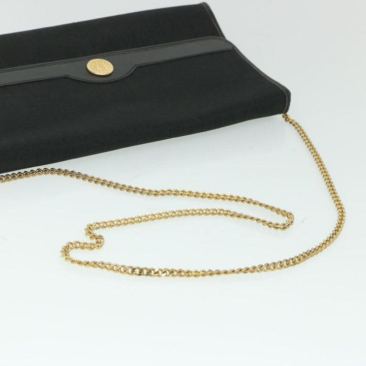 CHRISTIAN Top quality Dior Trotter Canvas Chain Shoulder Bag Black Auth yk8835