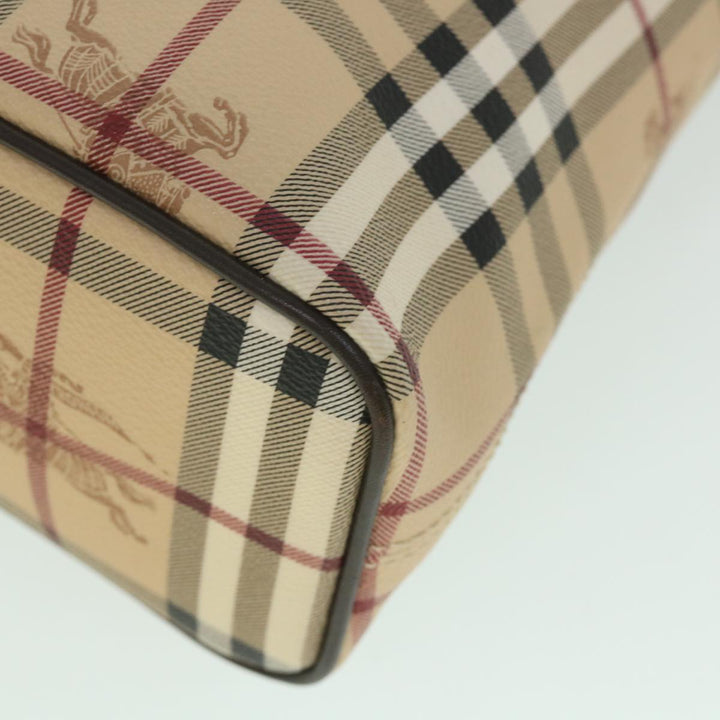 BURBERRY Nova Check Hand Bag Pvc Leather Beige Auth Yk8975