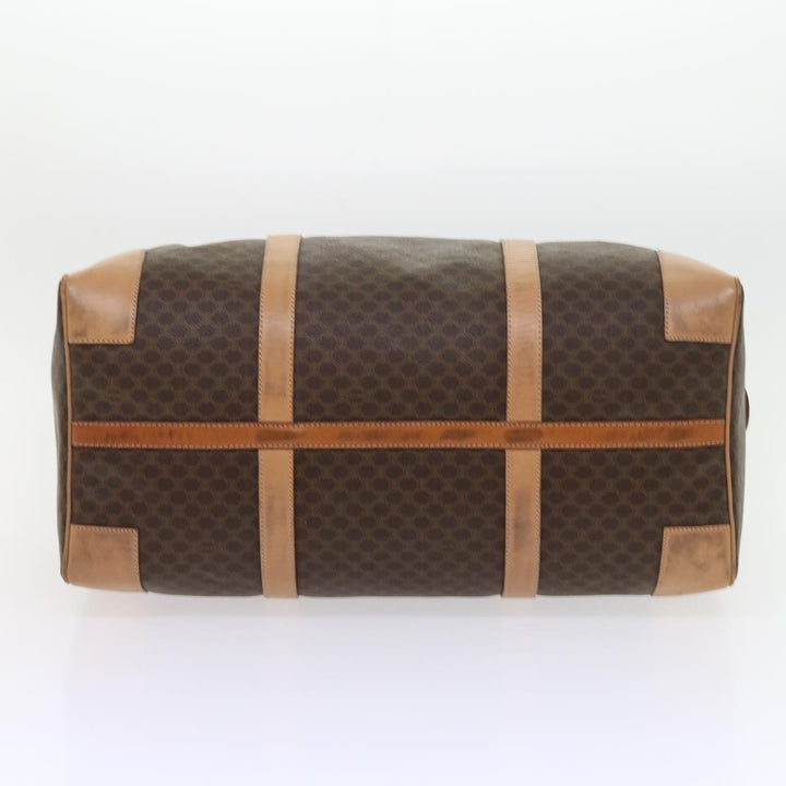 Celine Macadam Canvas Boston Bag PVC Leather Brown 9024