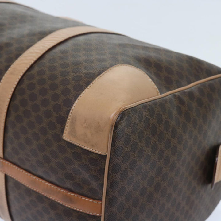 Celine Macadam Canvas Boston Bag PVC Leather Brown 9024