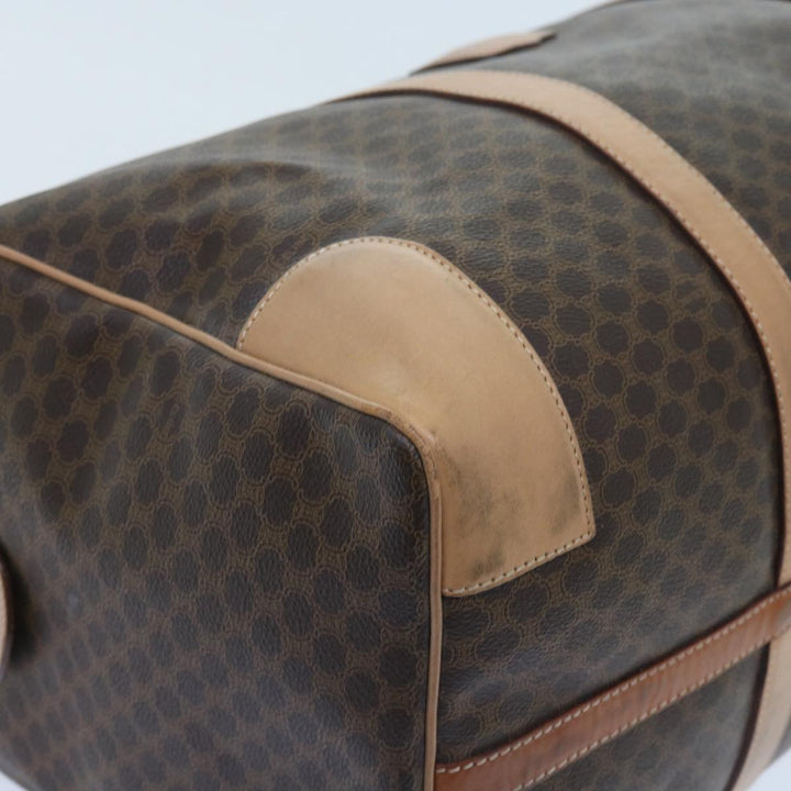Celine Macadam Canvas Boston Bag PVC Leather Brown 9024