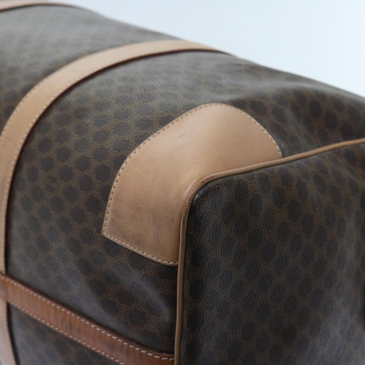 Celine Macadam Canvas Boston Bag PVC Leather Brown 9024