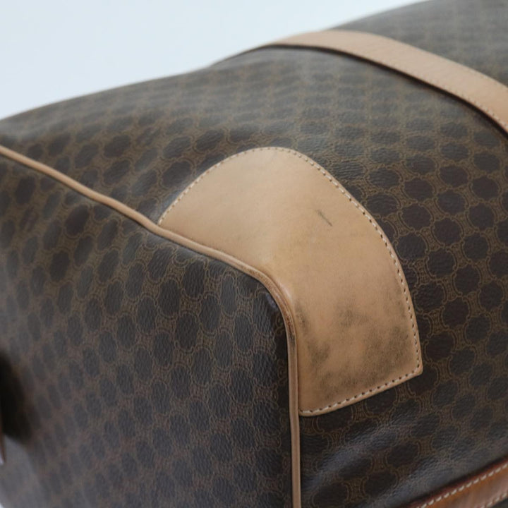 Celine Macadam Canvas Boston Bag PVC Leather Brown 9024