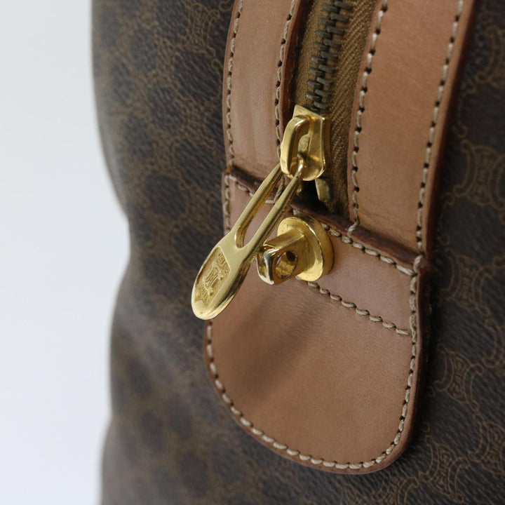 Celine Macadam Canvas Boston Bag PVC Leather Brown 9024