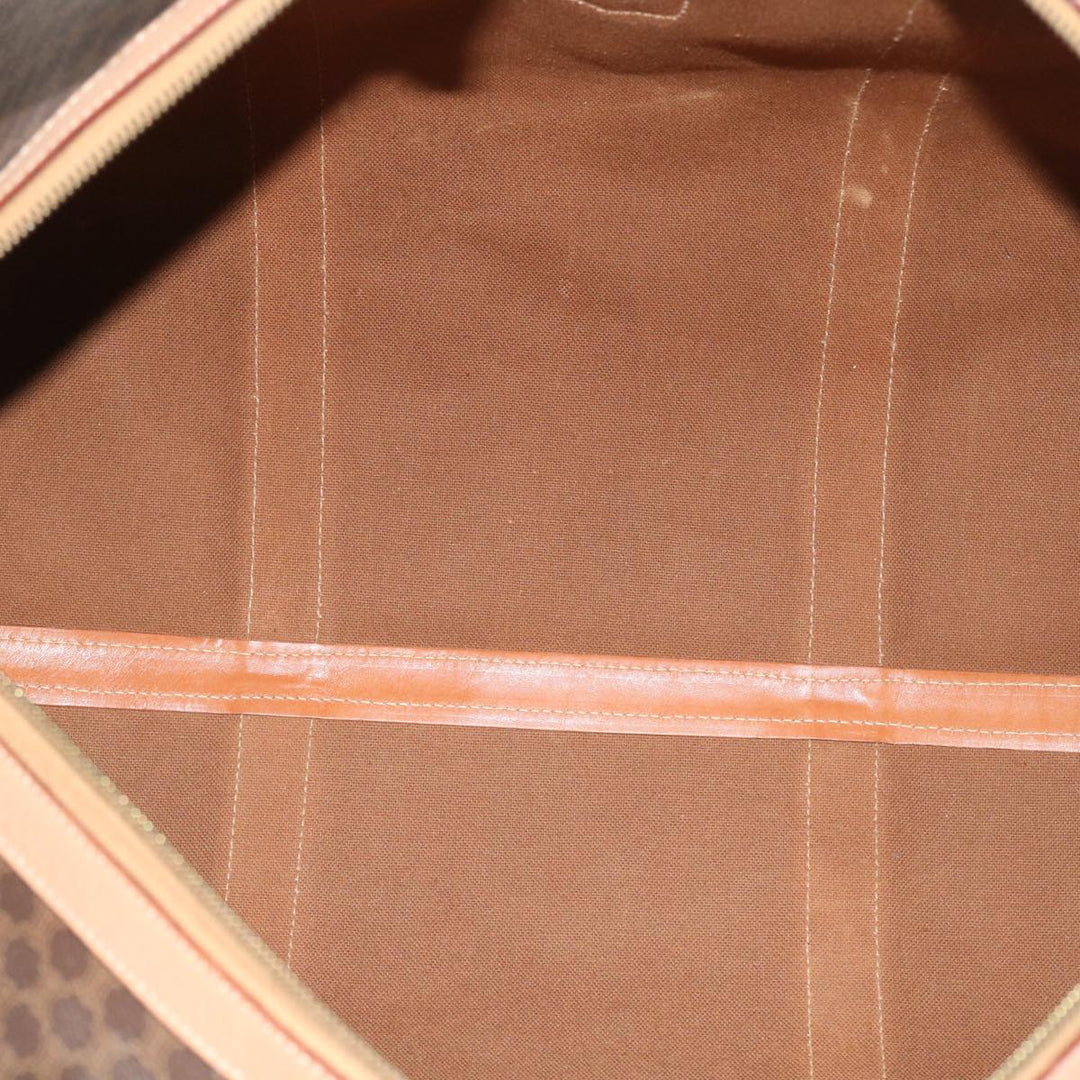 Celine Macadam Canvas Boston Bag PVC Leather Brown 9024