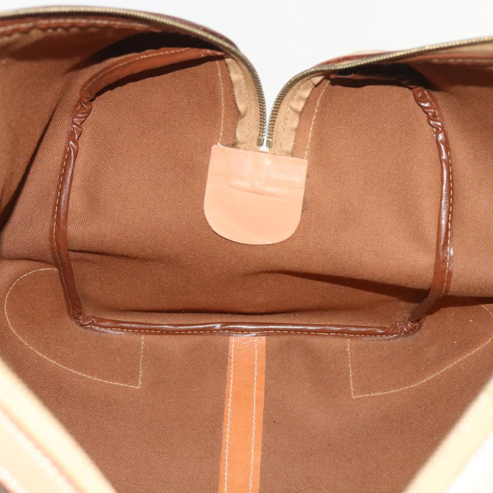 Celine Macadam Canvas Boston Bag PVC Leather Brown 9024