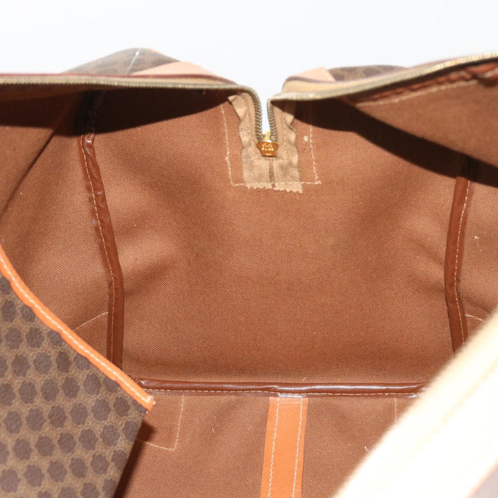 Celine Macadam Canvas Boston Bag PVC Leather Brown 9024