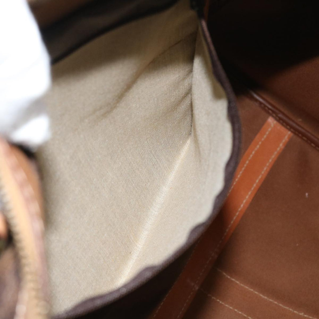 Celine Macadam Canvas Boston Bag PVC Leather Brown 9024