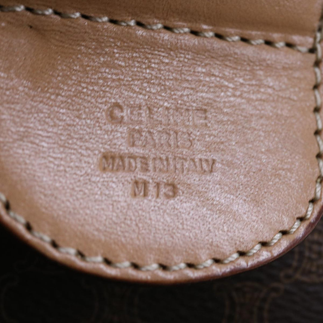 Celine Macadam Canvas Boston Bag PVC Leather Brown 9024