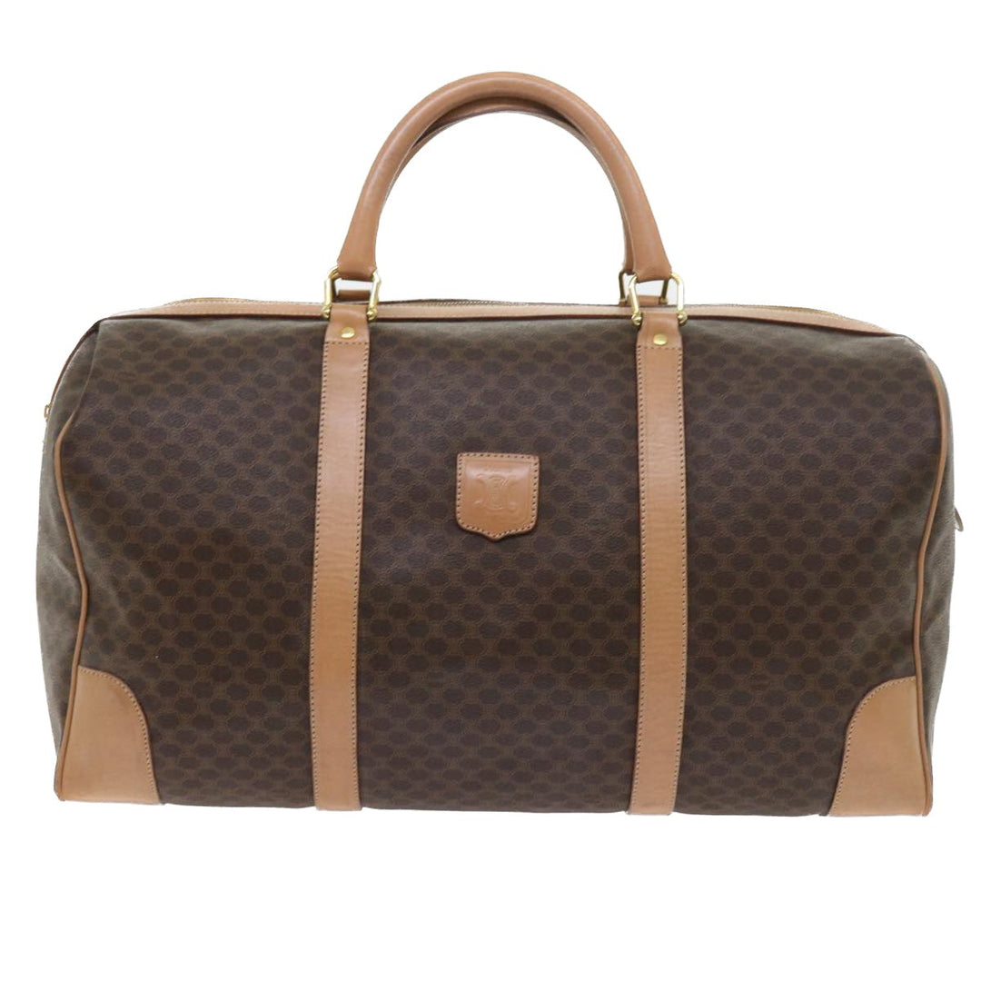 Celine Macadam Canvas Boston Bag PVC Leather Brown 9024