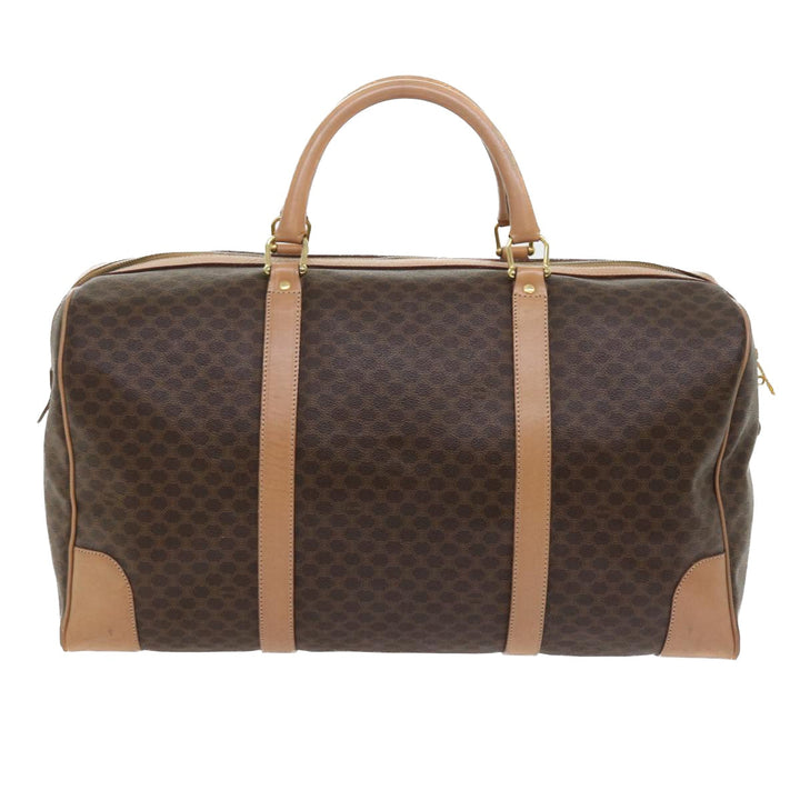 Celine Macadam Canvas Boston Bag PVC Leather Brown 9024