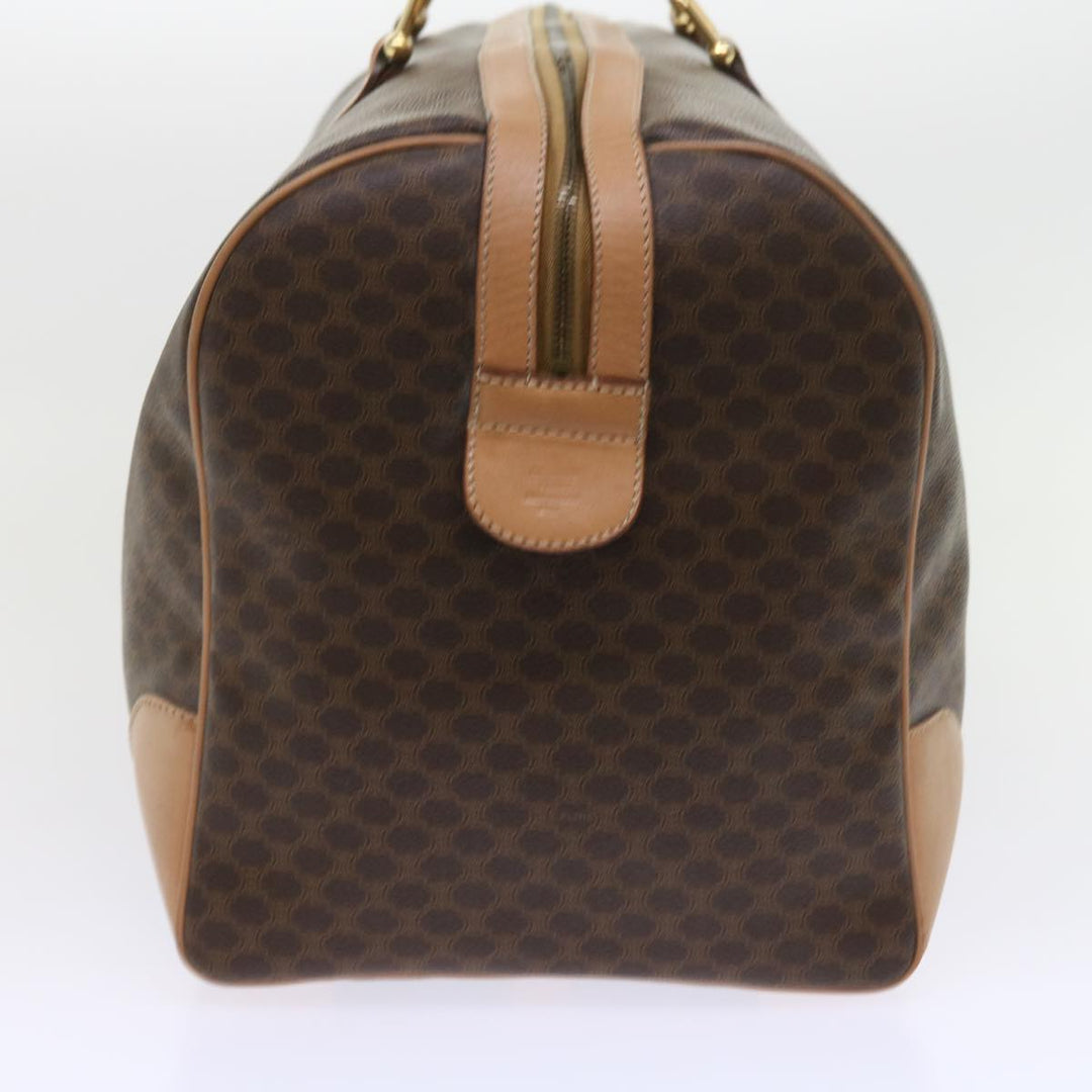 Celine Macadam Canvas Boston Bag PVC Leather Brown 9024