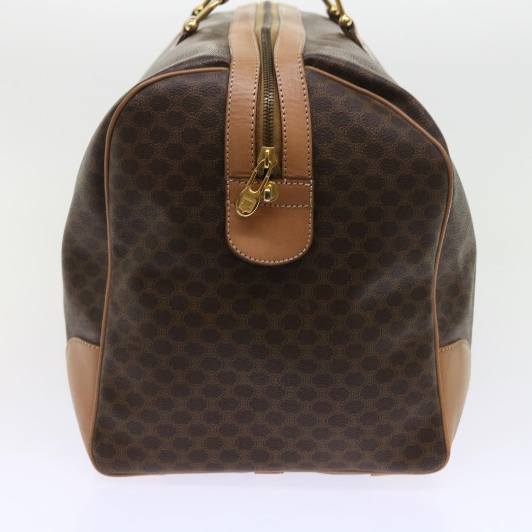 Celine Macadam Canvas Boston Bag PVC Leather Brown 9024