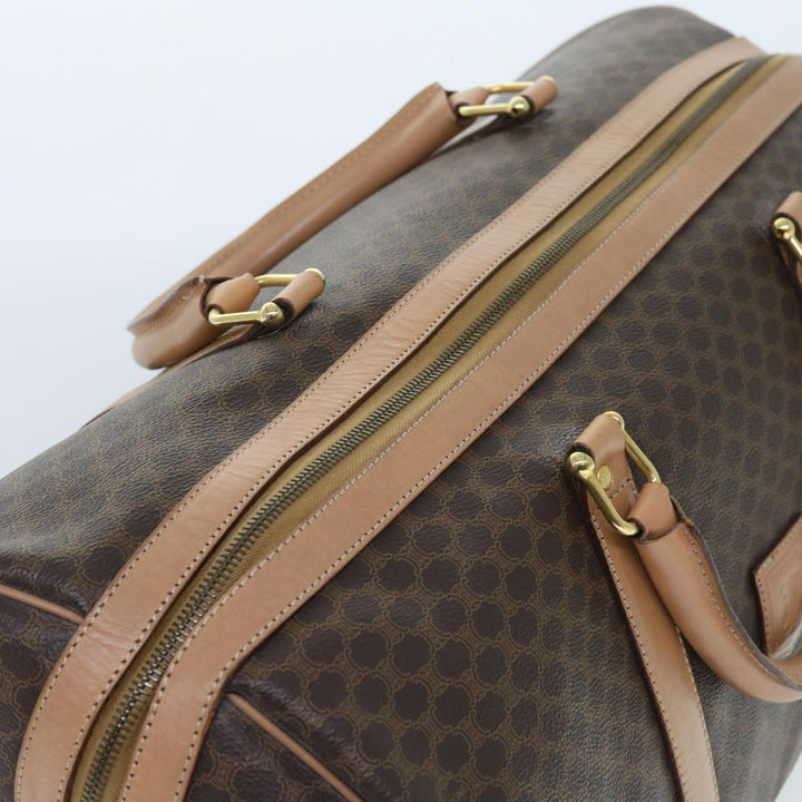 Celine Macadam Canvas Boston Bag PVC Leather Brown 9024