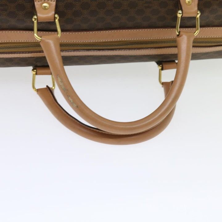 Celine Macadam Canvas Boston Bag PVC Leather Brown 9024