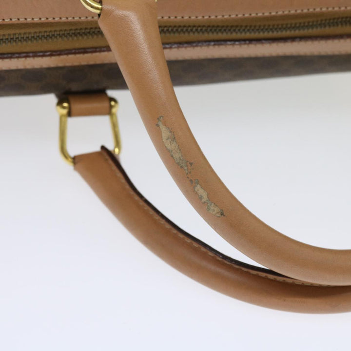 Celine Macadam Canvas Boston Bag PVC Leather Brown 9024