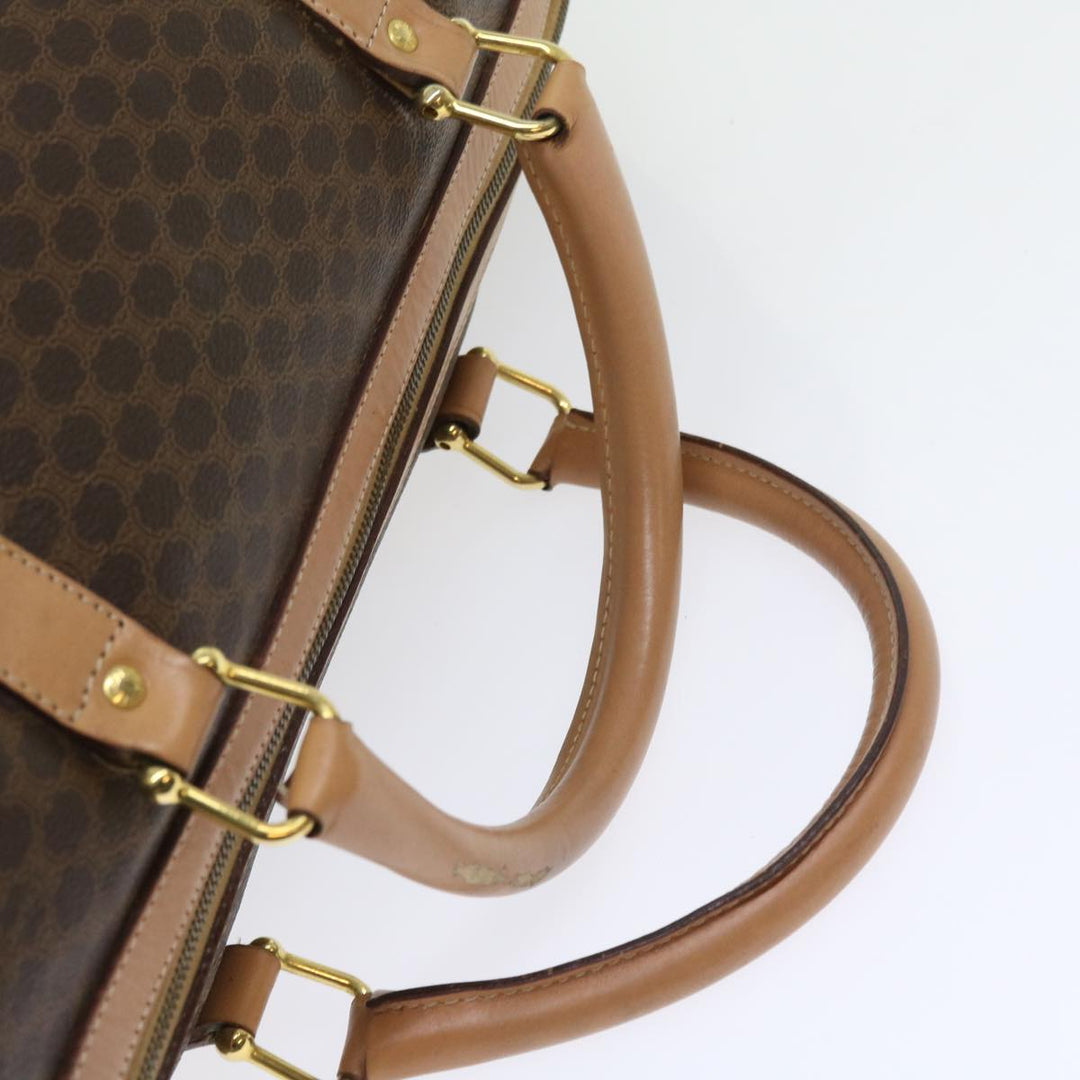 Celine Macadam Canvas Boston Bag PVC Leather Brown 9024