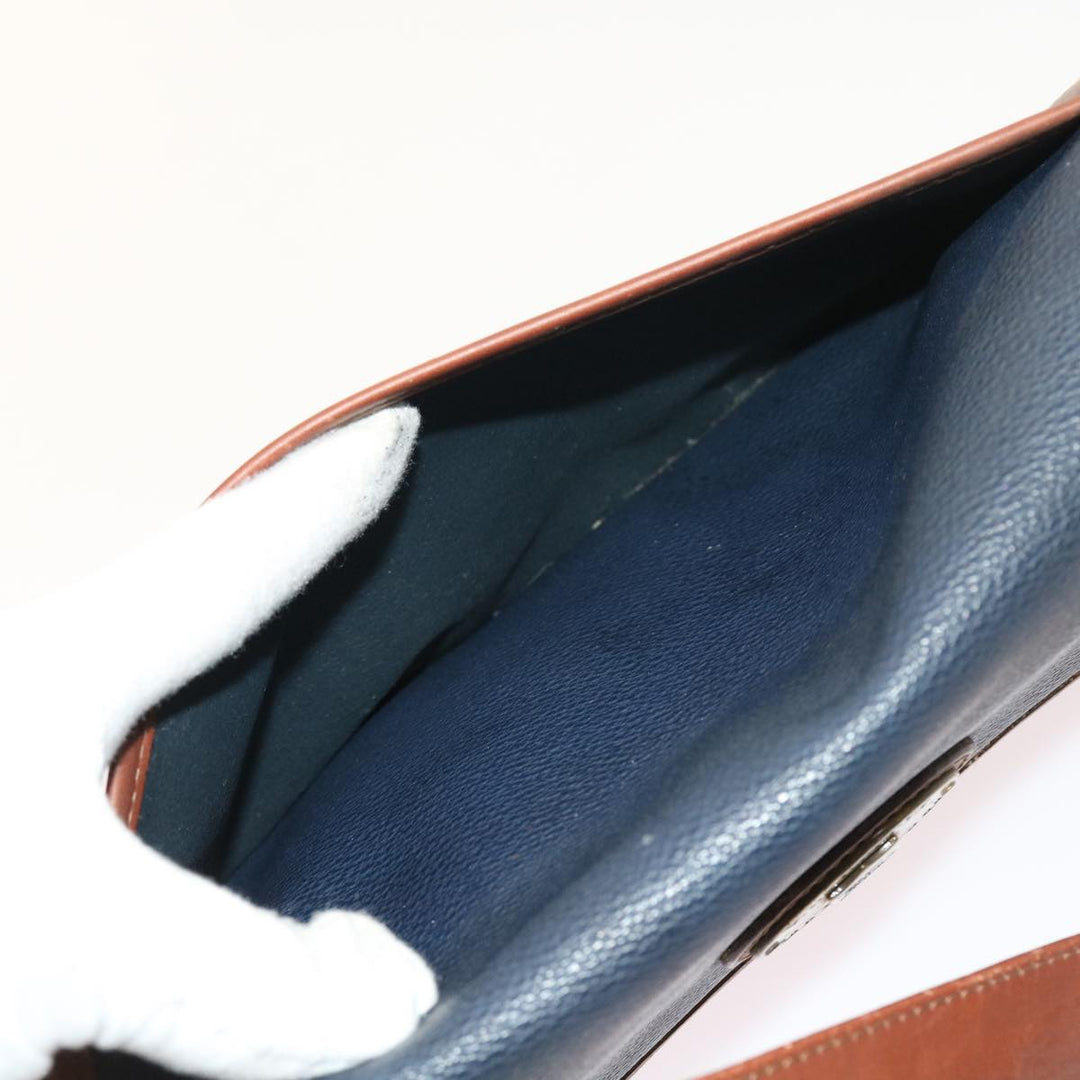 BURBERRYSs Shoulder Bag Leather Navy Auth yk9080