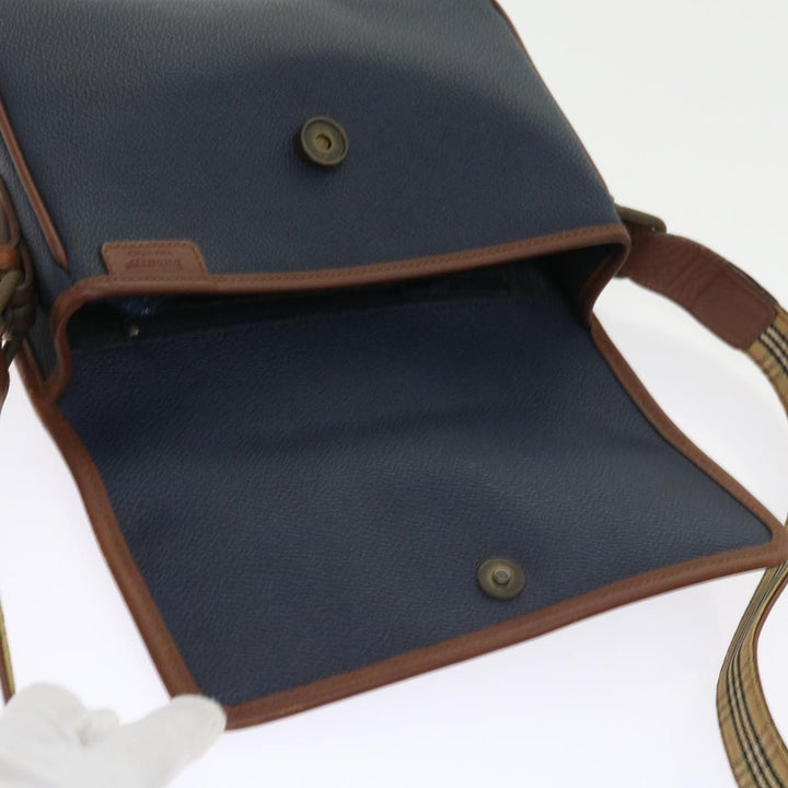 BURBERRYSs Shoulder Bag Leather Navy Auth yk9080