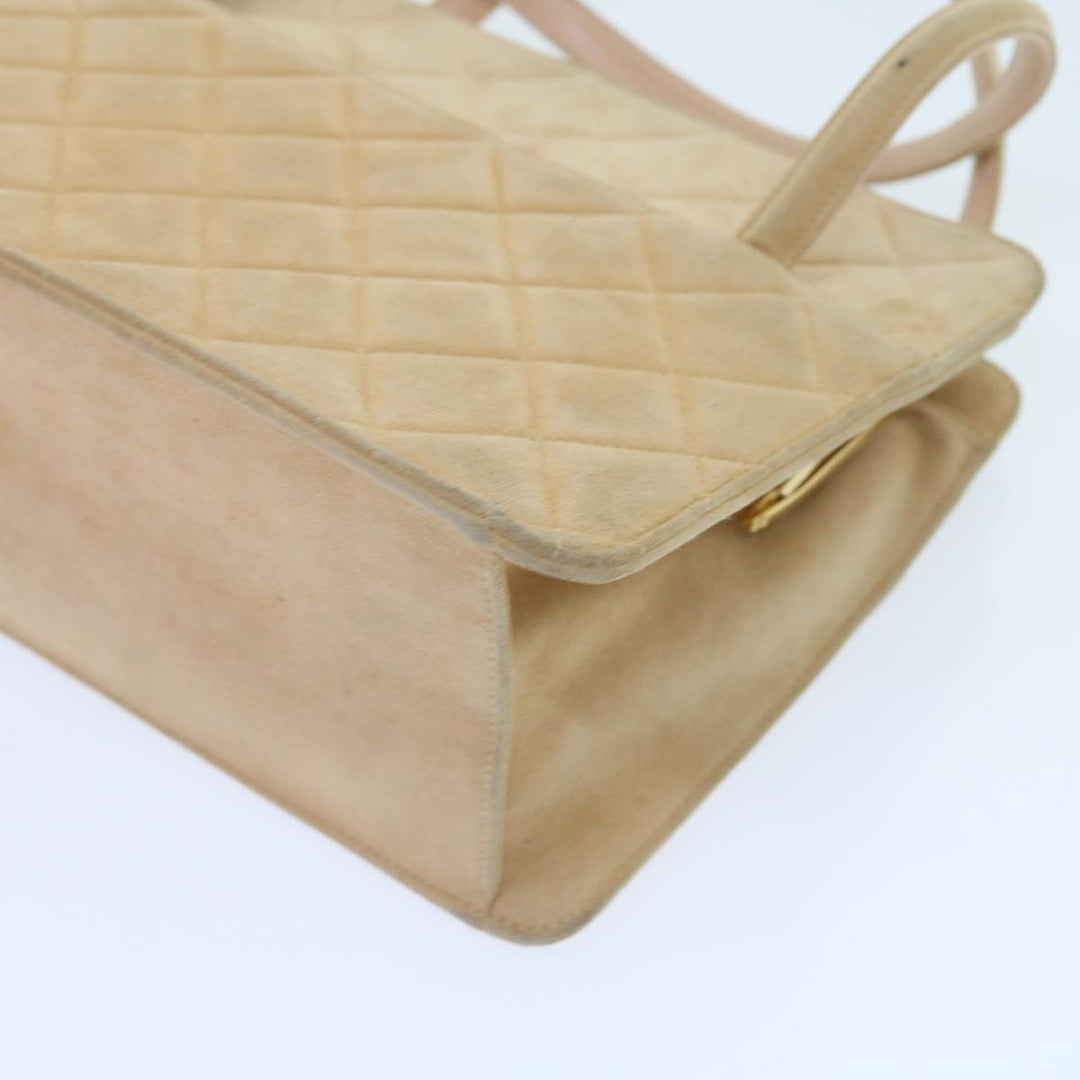 Top Quality Chanel Gamaguchi Hand Bag Suede Beige CC Auth yk9125
