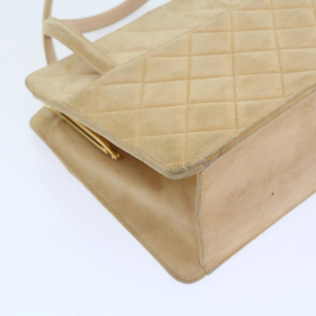 Top Quality Chanel Gamaguchi Hand Bag Suede Beige CC Auth yk9125