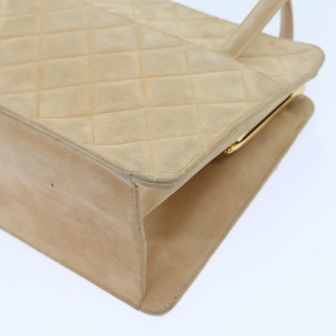 Top Quality Chanel Gamaguchi Hand Bag Suede Beige CC Auth yk9125