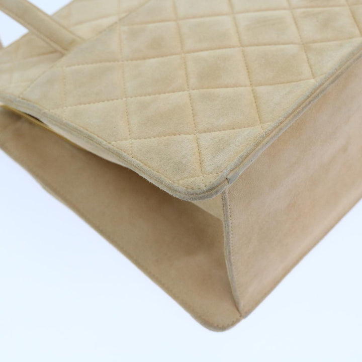 Top Quality Chanel Gamaguchi Hand Bag Suede Beige CC Auth yk9125
