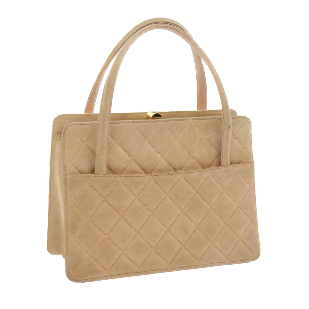 Top Quality Chanel Gamaguchi Hand Bag Suede Beige CC Auth yk9125