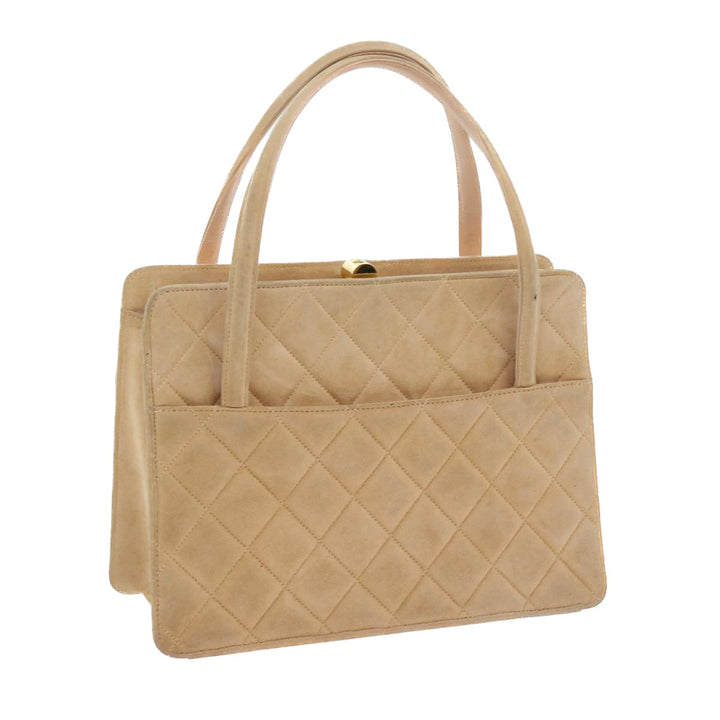 Top Quality Chanel Gamaguchi Hand Bag Suede Beige CC Auth yk9125
