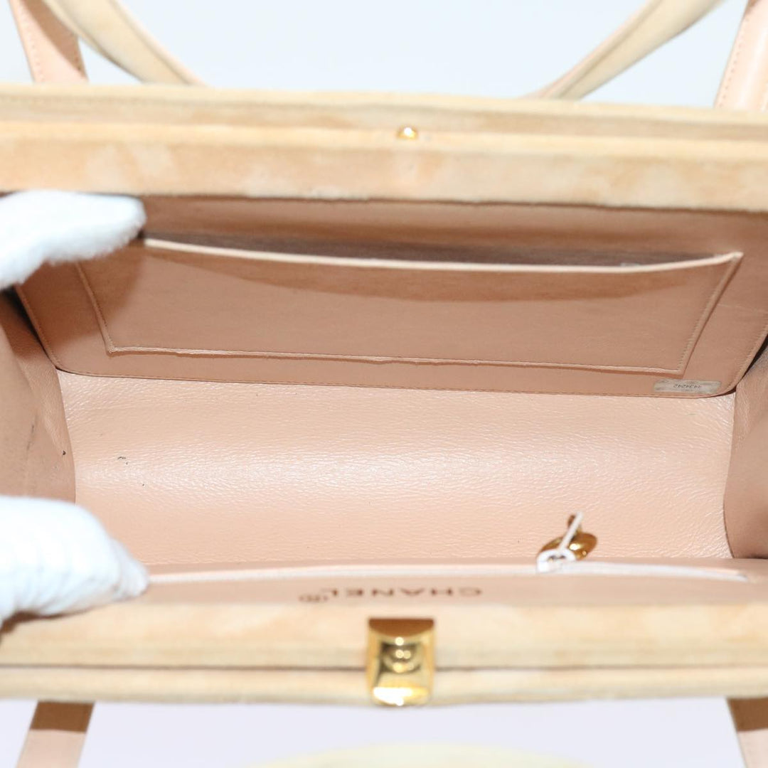 Top Quality Chanel Gamaguchi Hand Bag Suede Beige CC Auth yk9125