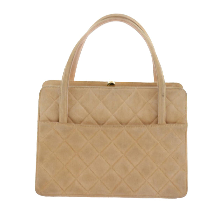 Top Quality Chanel Gamaguchi Hand Bag Suede Beige CC Auth yk9125