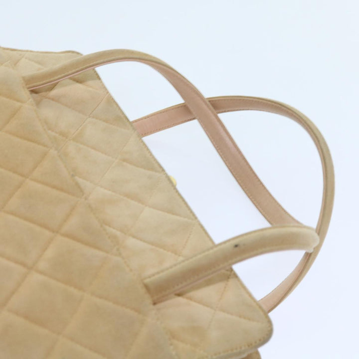 Top Quality Chanel Gamaguchi Hand Bag Suede Beige CC Auth yk9125