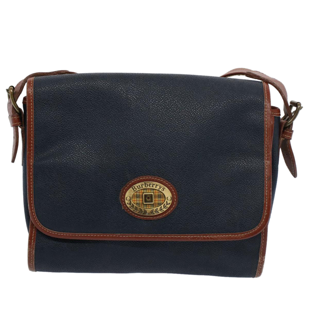 BURBERRYSs Shoulder Bag Leather Navy Auth yk9319