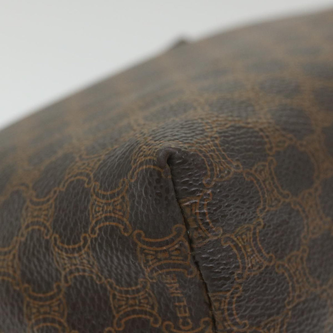 Celine Macadam Canvas Pouch PVC Leather Brown 9468